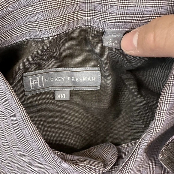 Hickey Freeman Shirt Men’s Xxl Button Up Gray Check Plaid Long Sleeve - Picture 3 of 4